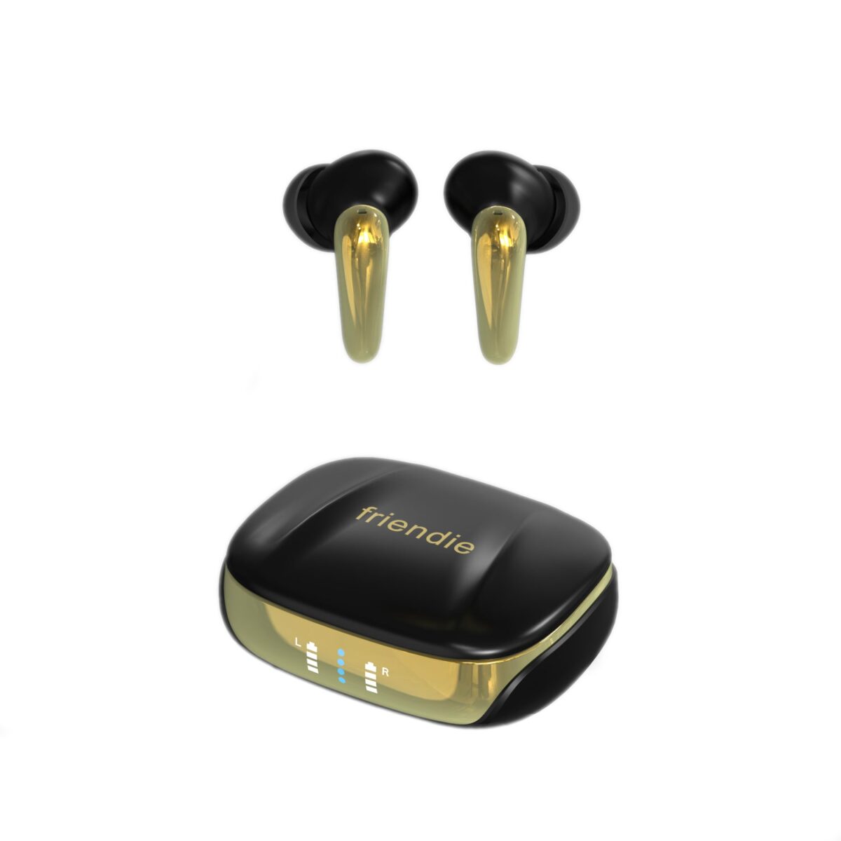 air focus anc matte black and gold active noise cancelling earbuds (in ear wireless headphones)