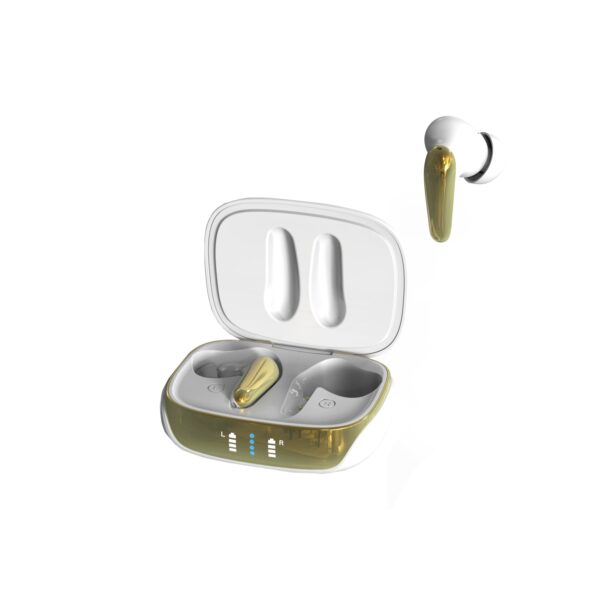 air focus anc pearl white and gold active noise cancelling earbuds (in ear wireless headphones)