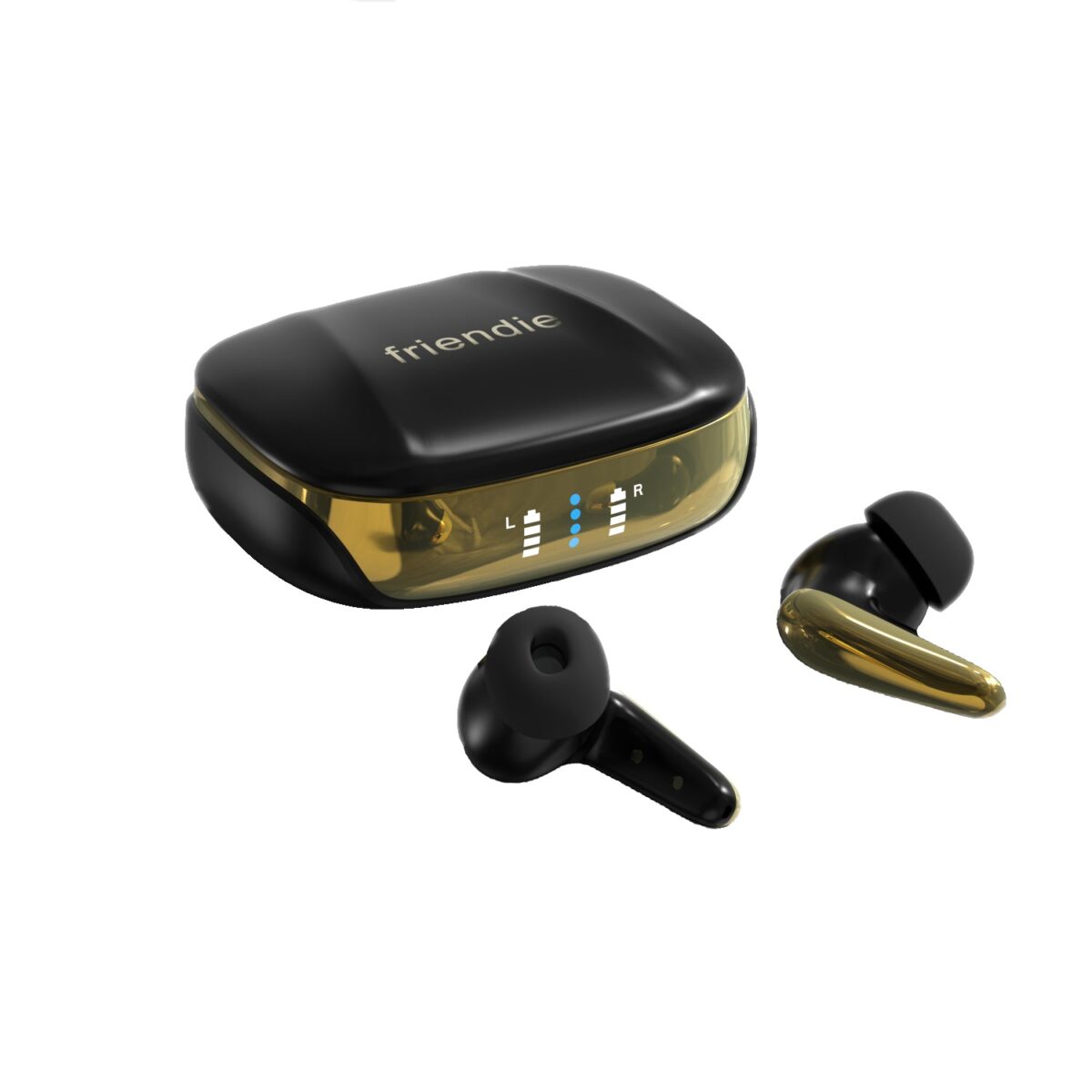 air focus anc matte black and gold active noise cancelling earbuds (in ear wireless headphones)